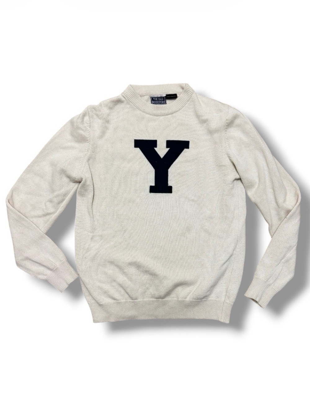 Vintage Yale University Varsity Letterman Sweater Official Creme Knit XS Preppy